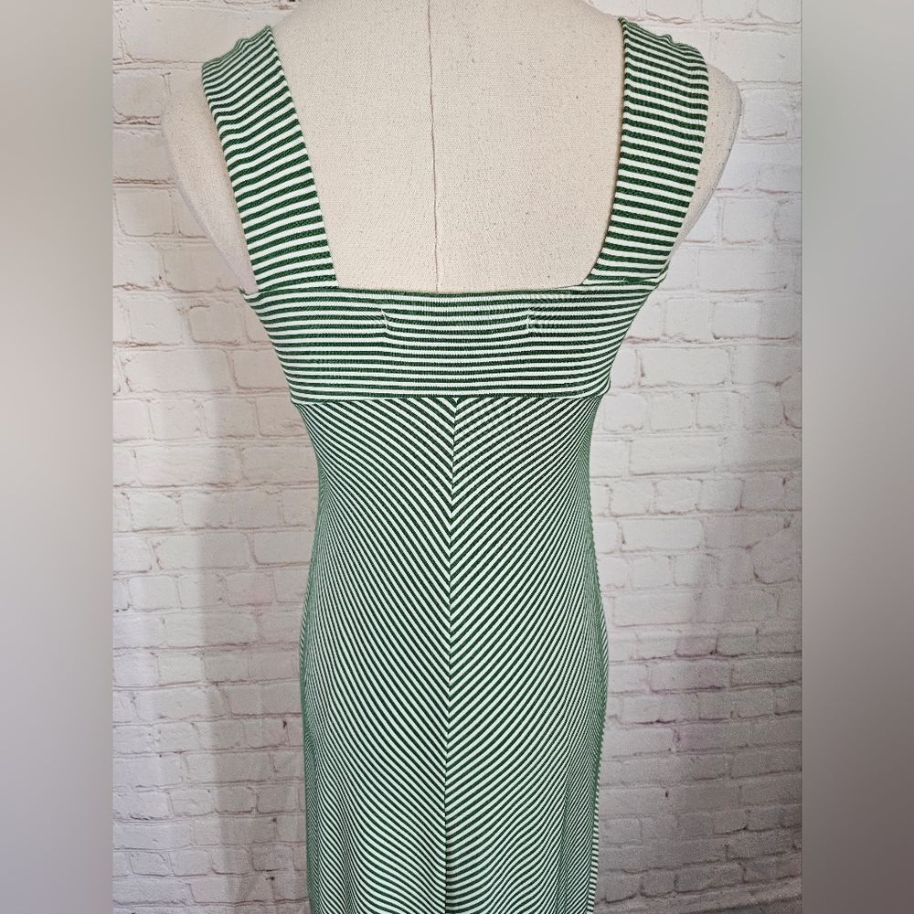 Max Studio Micro Striped Maxi Dress | Green & White | XS | EUC - Picture 6 of 10
